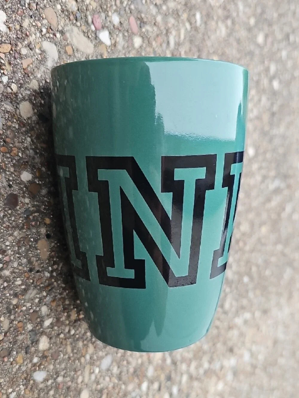 PINK Victoria's Secret Teal Ceramic Mug with Black Lettering 16.9 fl.oz